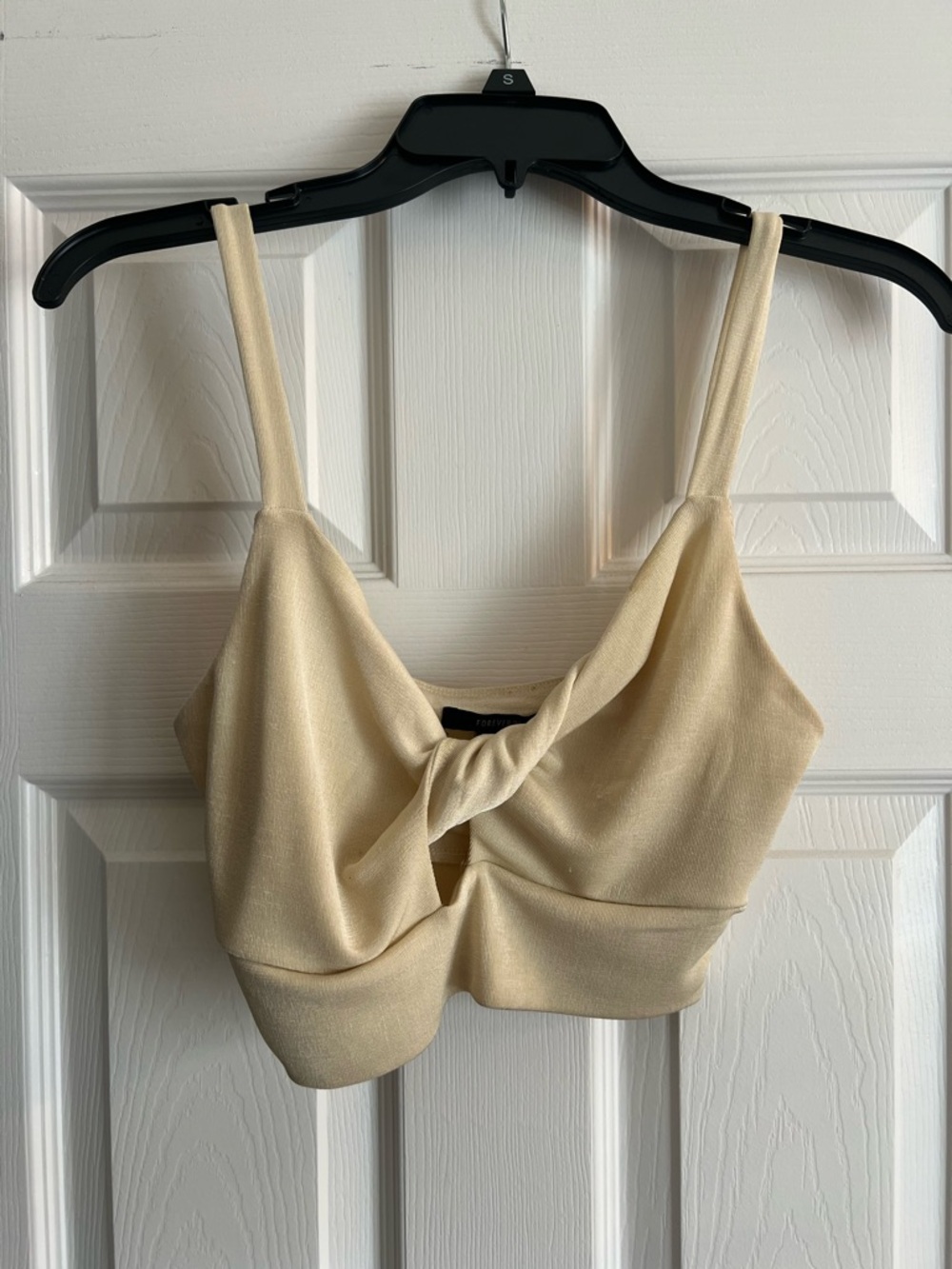 Forever 21 Cream Twist-Front Crop Top